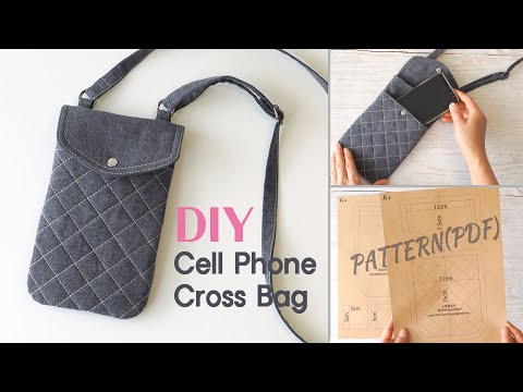 DIY Cell Phone Bag | Quilting mini Cross Bag | Mobile Pouch Making | Sewing Pattern(PDF)