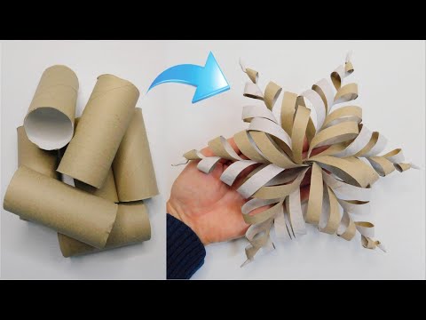 Easy Paper Snowflake Tutorial /Toilet Paper Roll Winter Ornaments / Recycling Decorations DIY