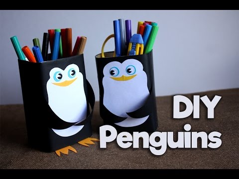 Карандашница своими руками / Подставка для карандашей / Пингвин / DIY Pencil holder - My Paper Quest