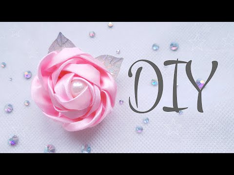 DIY: заколка с розой из атласной ленты своими руками | канзаши | hair clip with satin ribbon rose