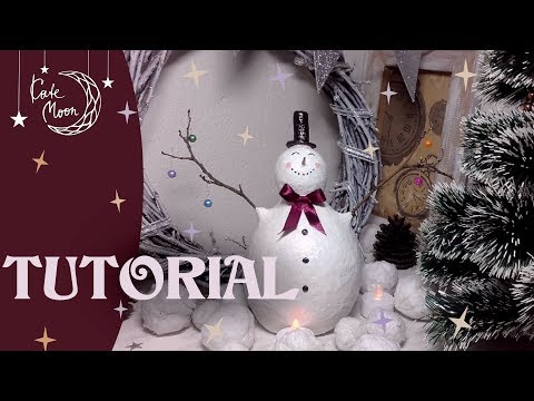 TUTORIAL: Paper mache snowman || Снеговик из папье-маше