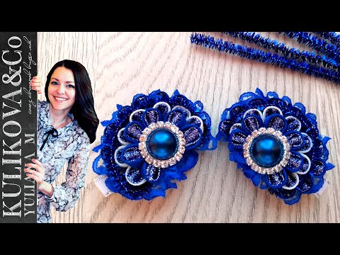 Праздничные заколки канзаши DIY от Yuliana M