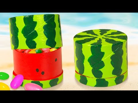 DIY Miniature Water Melon Gift Box | Toilet Paper Roll Craft Ideas for Kids on Box Yourself