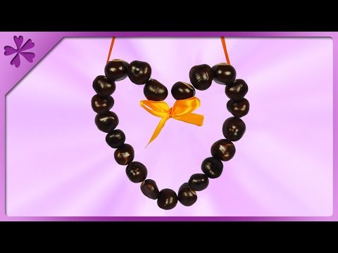 DIY How to make chestnuts heart, autumn decoration (ENG Subtitles) - Speed up #522