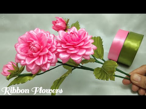 DIY/how to make satin ribbon flowers/Summer Flower dahlia