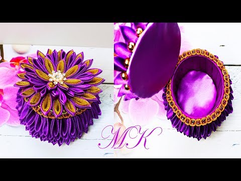 Шкатулка Канзаши в подарок / Шкатулка из бобины от скотча / Kanzashi Box