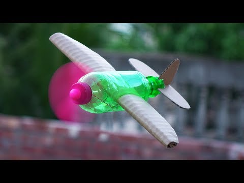 How to Make a indoor String flying Airplane using Plastic Bottle and Cardboard