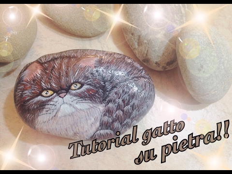 Tutorial gatto su pietra | Tutorial cat on stone | Painting | Tutorial draw | Disegno su pietra |