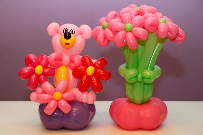 цветы и мишка из шариков
