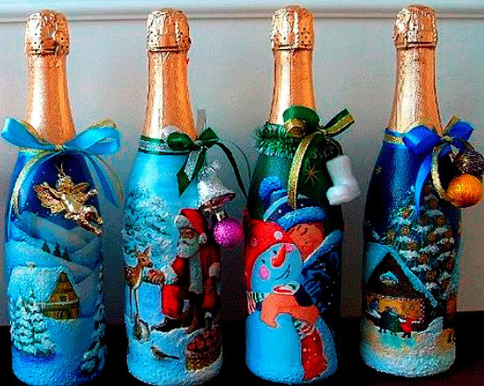 Как красиво украсить бутылку шампанского на Новый 2020 год