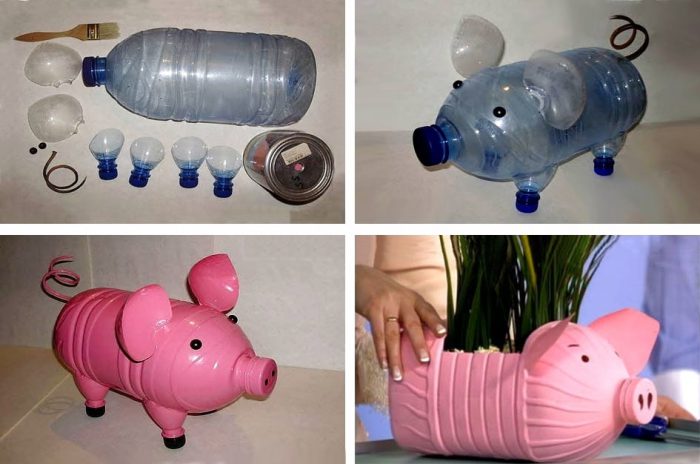 Свинья из пластиковой бутылки