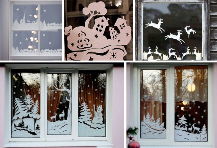 Новогодние вытыканки на окна (трафаренты и шаблоны)