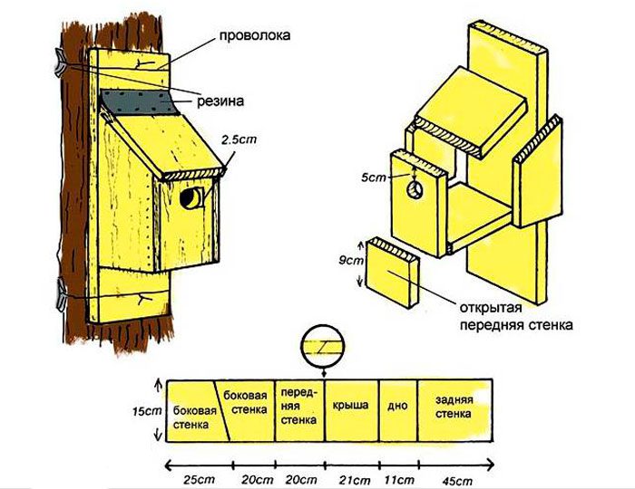 Скворечник своими руками: размеры, чертежи (45 фото)