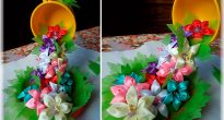 Парящая чашка с цветами канзаши своими руками пошаговый мастер-класс