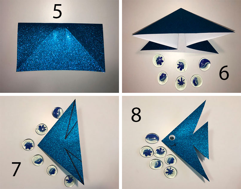 шаг за шагом инструкции, как сделать оригами рыба сговора действие.