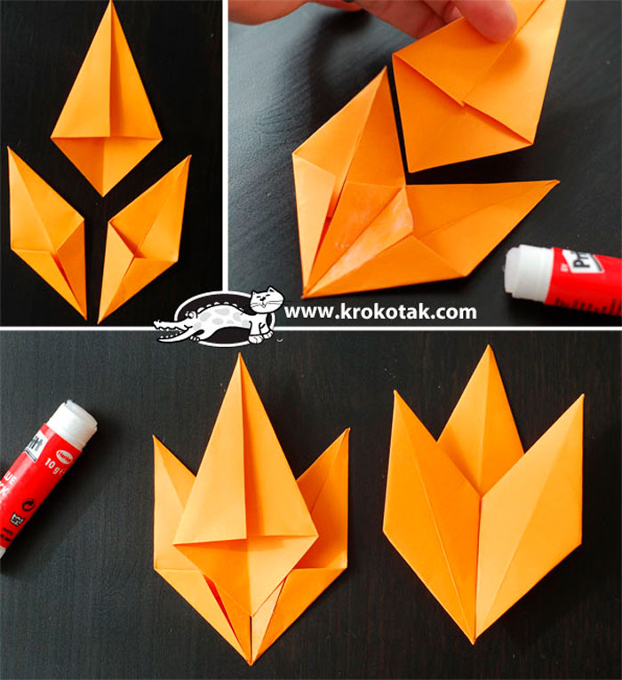 как сложить листья оригами