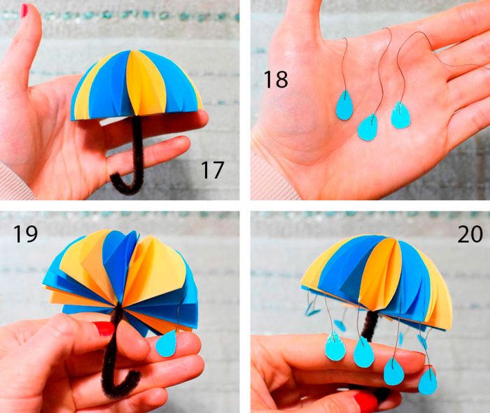 3D зонтик из цветной бумаги поэтапно