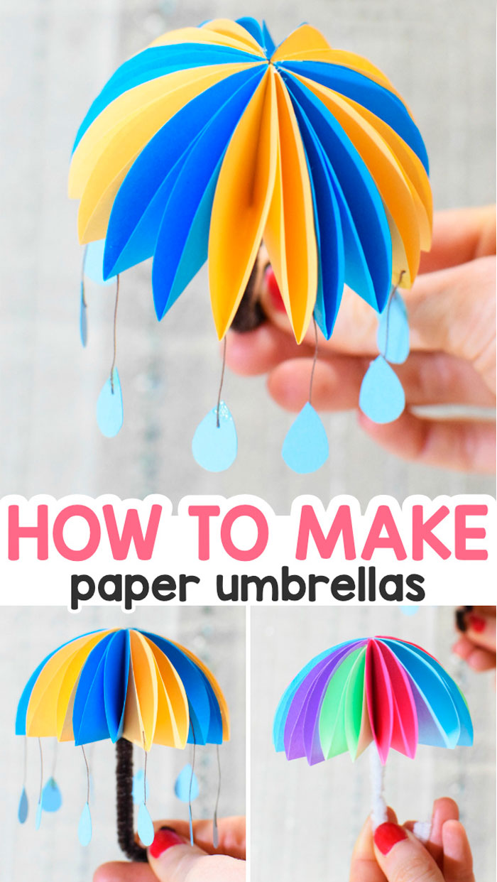 3D зонтик из цветной бумаги